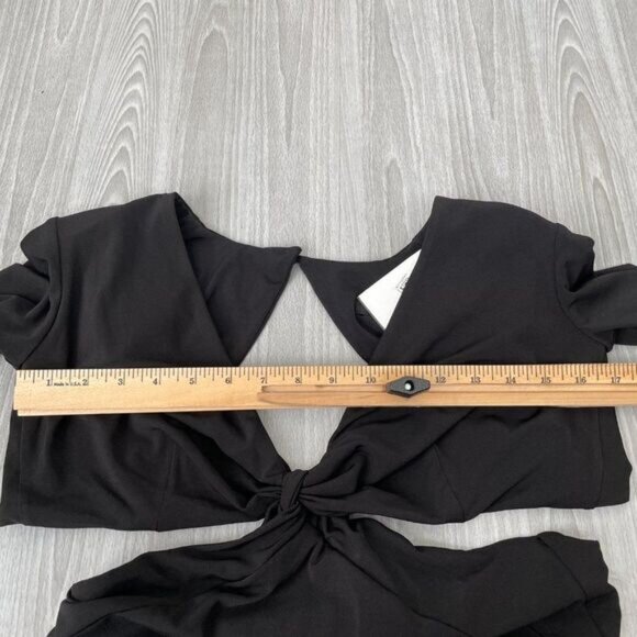 Nookie Jewel Long Sleeve Cut Out Waist Open Back Side Slit Formal Gown Black XL - Picture 10 of 12